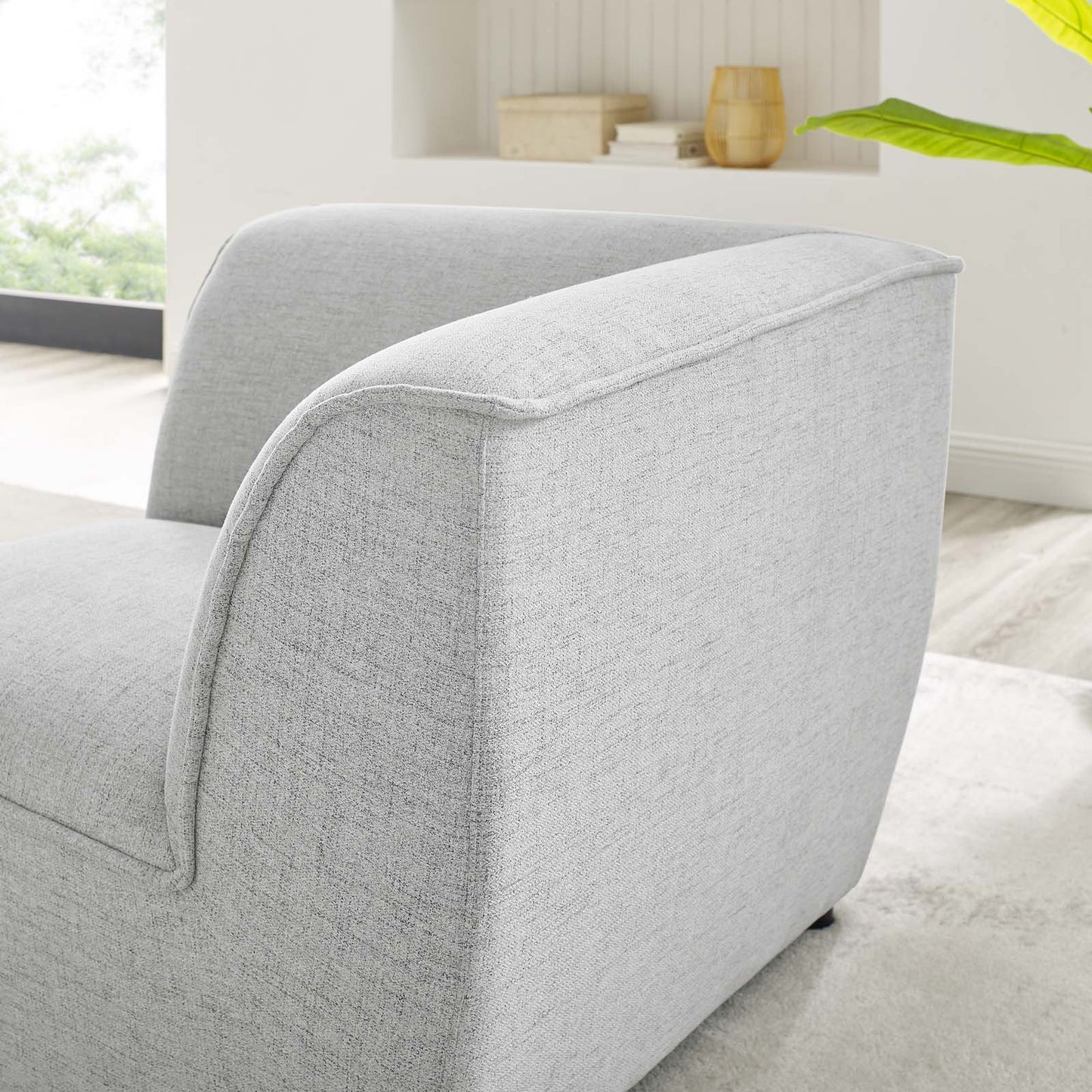 Comprise Corner Sectional Sofa Chair, Fabric, Light Grey Gray, 20008