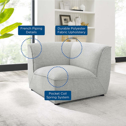 Comprise Corner Sectional Sofa Chair, Fabric, Light Grey Gray, 20008