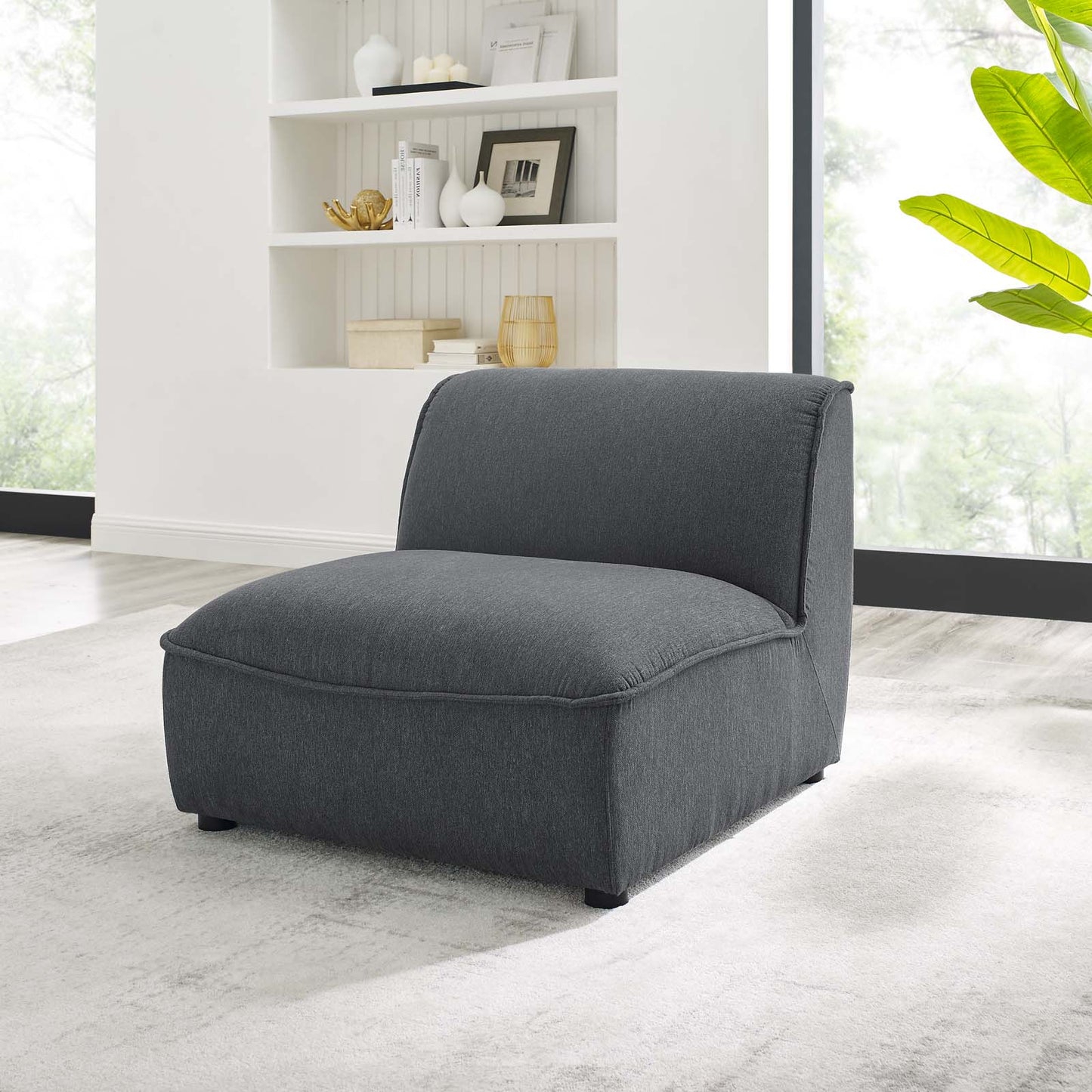 Comprise Armless Chair, Fabric, Dark Grey Gray, 20010
