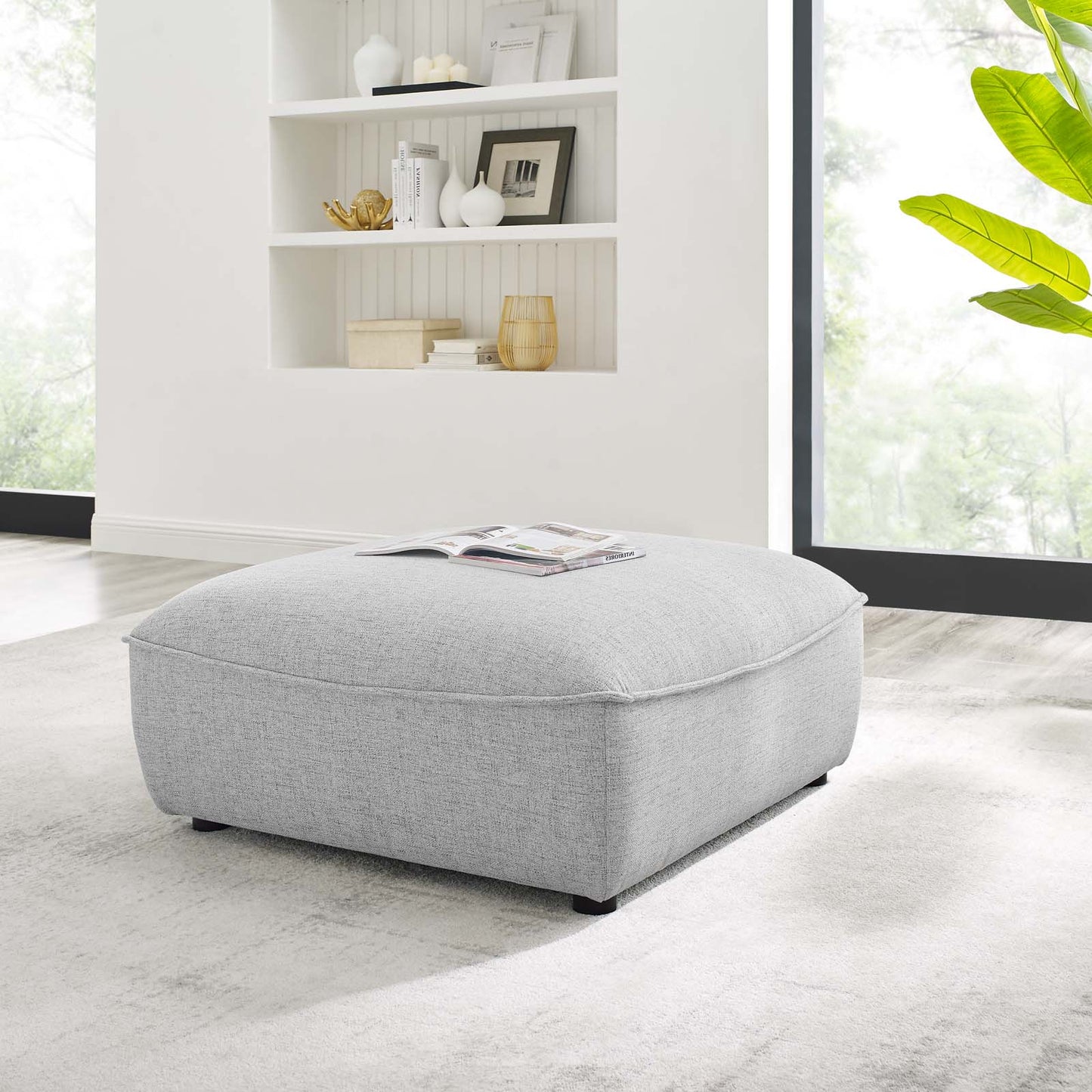 Comprise Sectional Sofa Ottoman, Fabric, Light Grey Gray, 20014