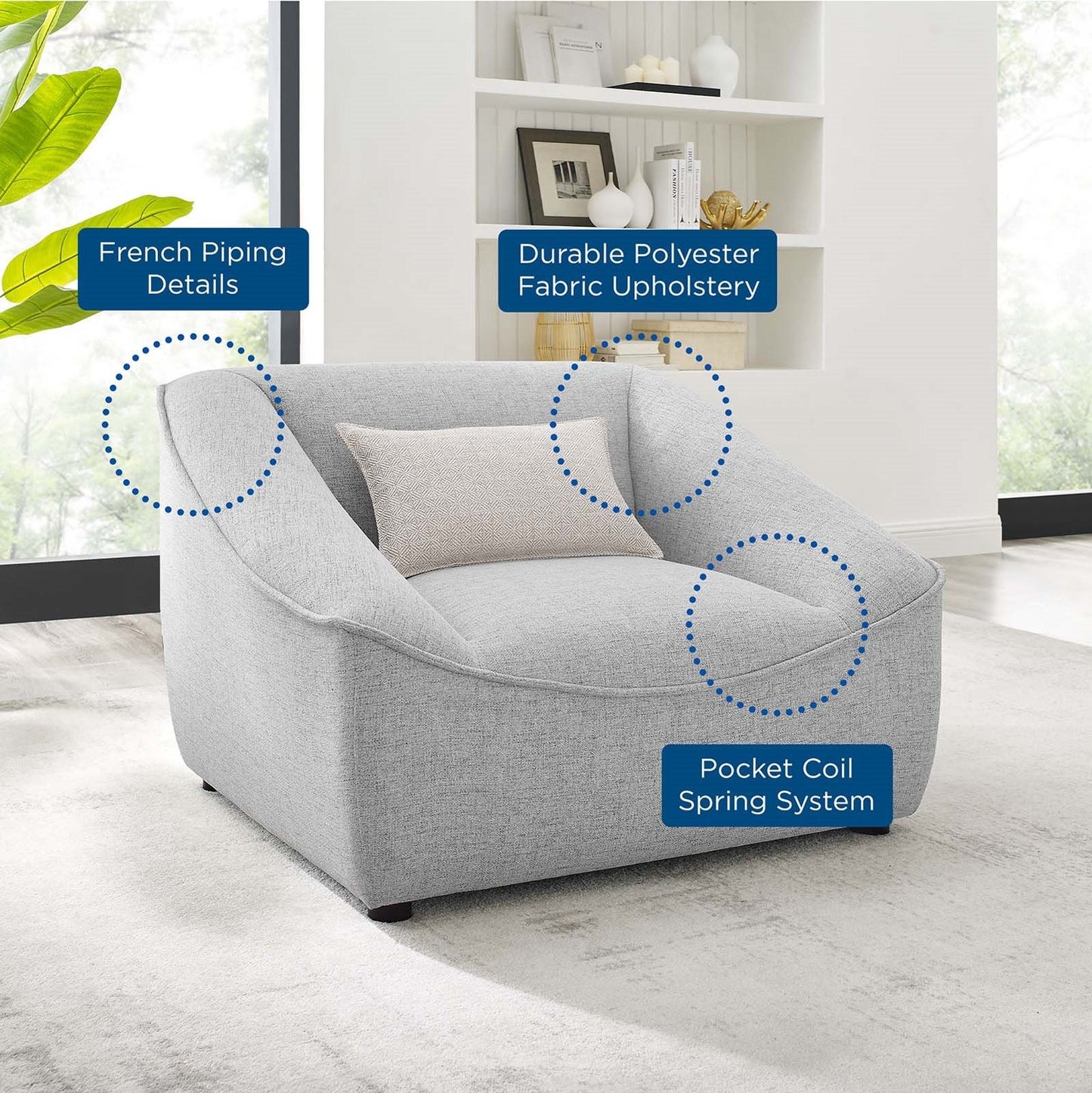 Comprise Armchair, Fabric, Light Grey Gray, 20017
