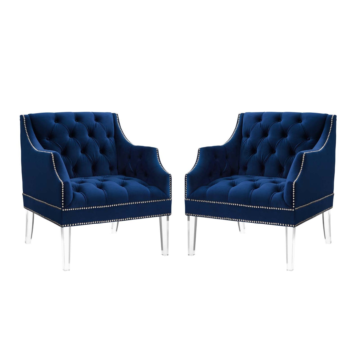 Proverbial Armchair Performance Velvet Set of 2, Velvet, Blue Navy, 20020