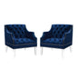 Proverbial Armchair Performance Velvet Set of 2, Velvet, Blue Navy, 20020