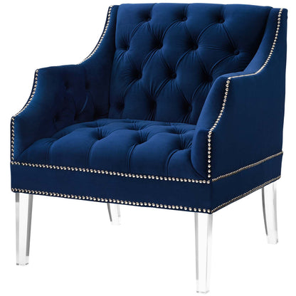 Proverbial Armchair Performance Velvet Set of 2, Velvet, Blue Navy, 20020