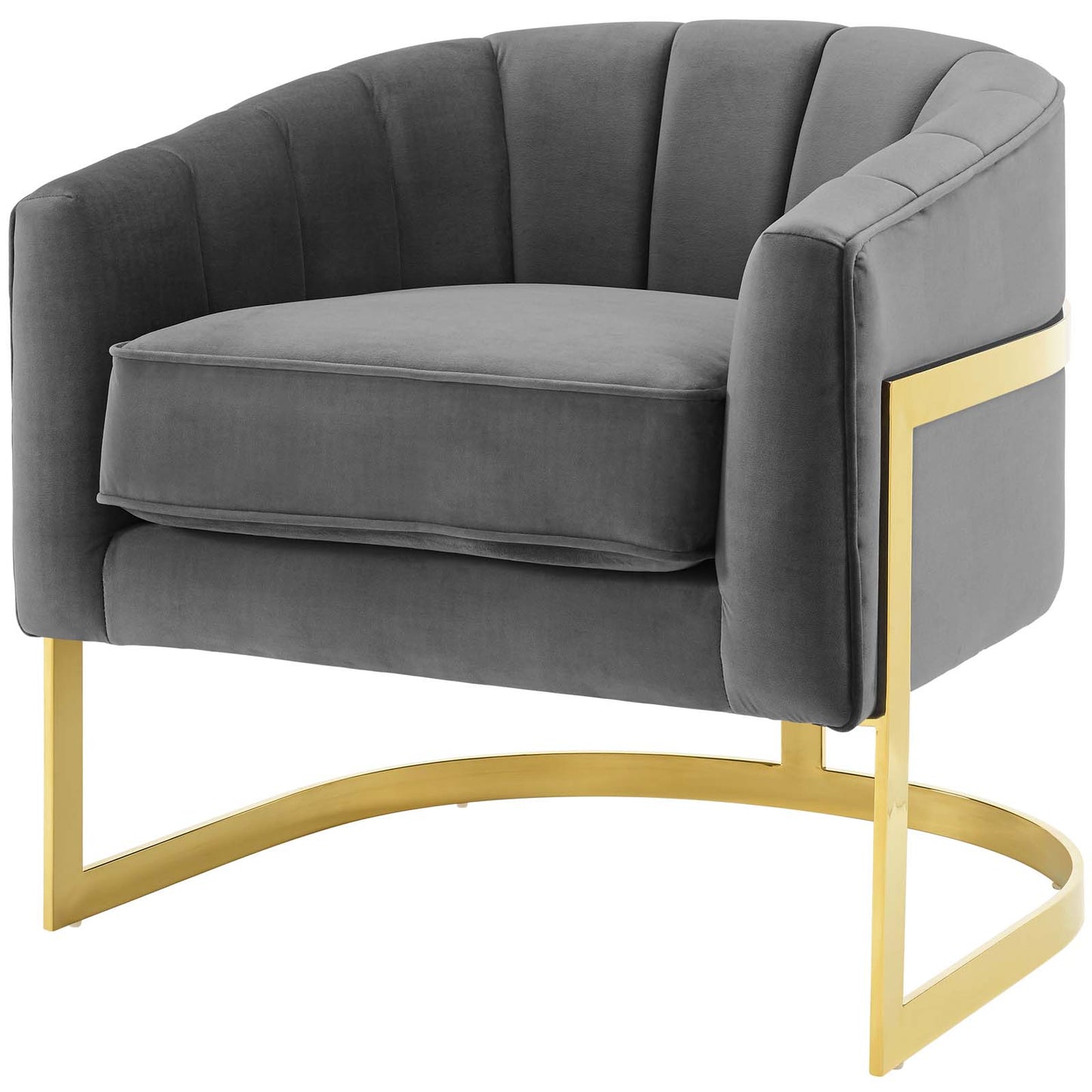 Esteem Accent Armchair Performance Velvet Set of 2, Velvet, Metal Steel, Grey Gray, 20022