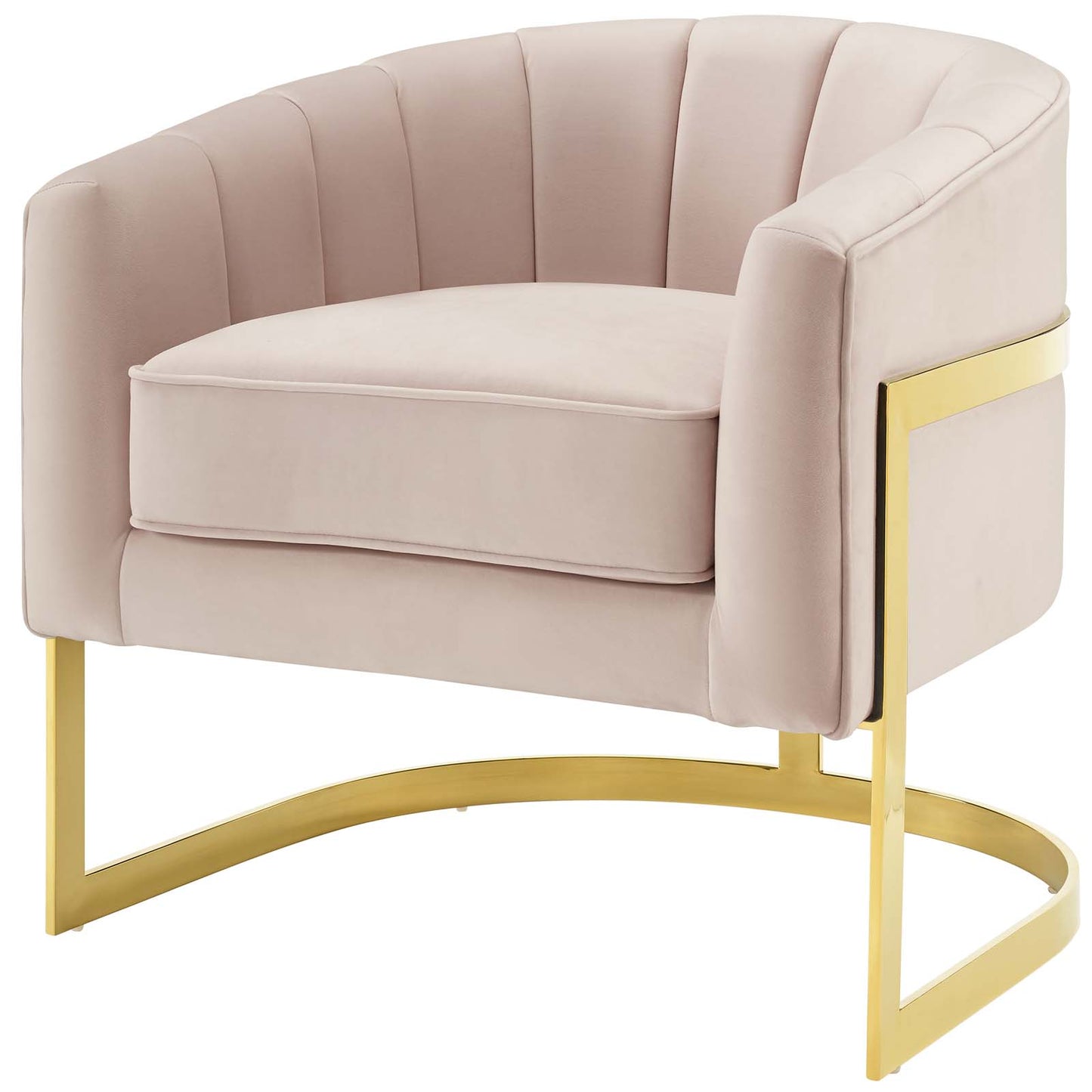 Esteem Accent Armchair Performance Velvet Set of 2, Velvet, Metal Steel, Pink, 20024