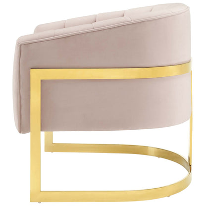 Esteem Accent Armchair Performance Velvet Set of 2, Velvet, Metal Steel, Pink, 20024