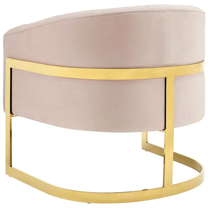 Esteem Accent Armchair Performance Velvet Set of 2, Velvet, Metal Steel, Pink, 20024