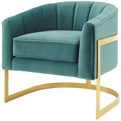 Esteem Accent Armchair Performance Velvet Set of 2, Velvet, Metal Steel, Teal Blue, 20025