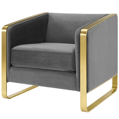 Visualize Armchair Performance Velvet Set of 2, Velvet, Metal Steel, Grey Gray, 20027