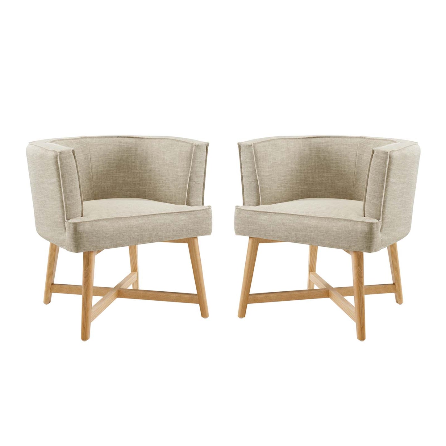 Anders Accent Chair Upholstered Fabric Set of 2, Fabric, Wood, Beige, 20030