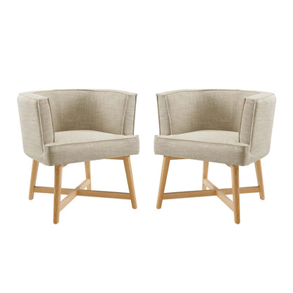 Anders Accent Chair Upholstered Fabric Set of 2, Fabric, Wood, Beige, 20030