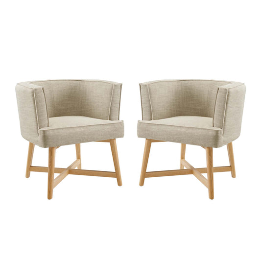 Anders Accent Chair Upholstered Fabric Set of 2, Fabric, Wood, Beige, 20030