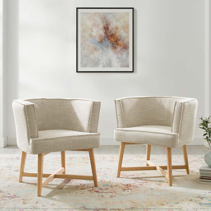 Anders Accent Chair Upholstered Fabric Set of 2, Fabric, Wood, Beige, 20030
