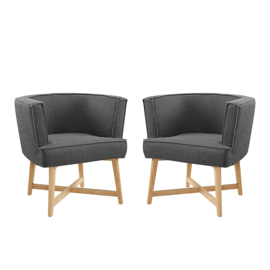 Anders Accent Chair Upholstered Fabric Set of 2, Fabric, Wood, Grey Gray, 20031