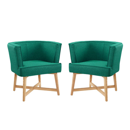 Anders Accent Chair Upholstered Fabric Set of 2, Fabric, Wood, Teal Blue, 20033