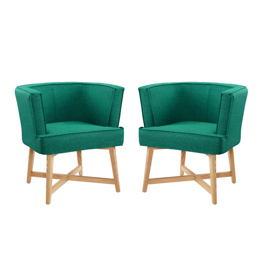 Anders Accent Chair Upholstered Fabric Set of 2, Fabric, Wood, Teal Blue, 20033