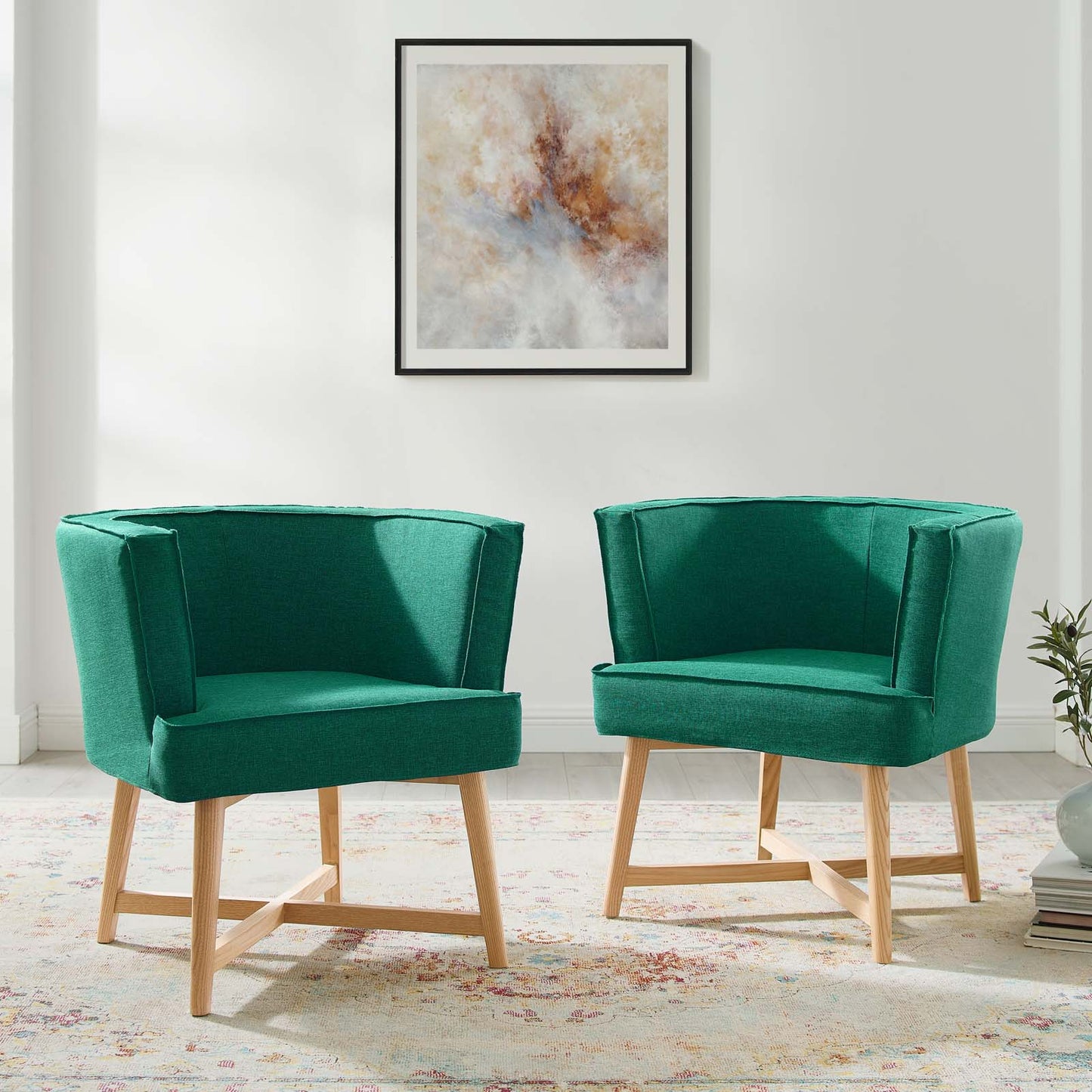 Anders Accent Chair Upholstered Fabric Set of 2, Fabric, Wood, Teal Blue, 20033