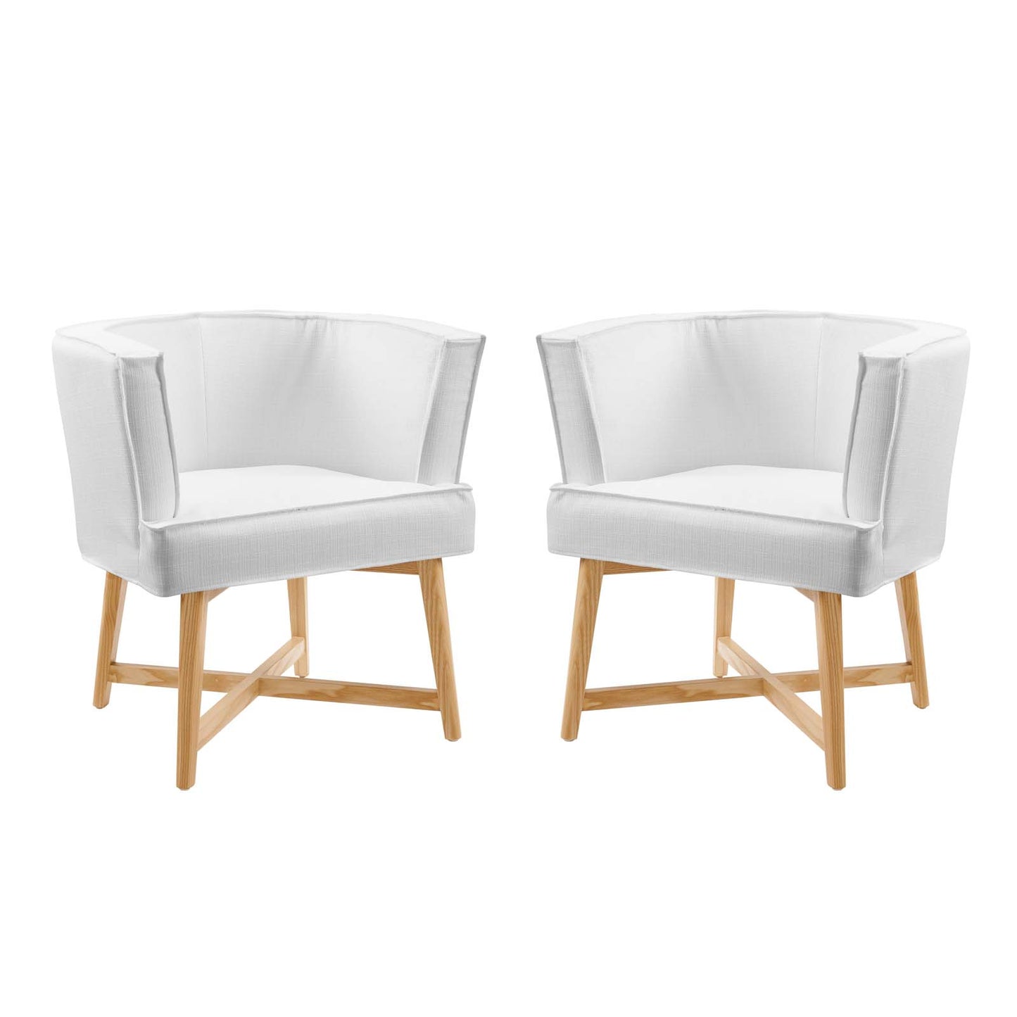 Anders Accent Chair Upholstered Fabric Set of 2, Fabric, Wood, White, 20034