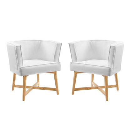 Anders Accent Chair Upholstered Fabric Set of 2, Fabric, Wood, White, 20034