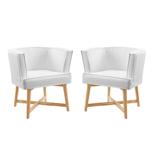 Anders Accent Chair Upholstered Fabric Set of 2, Fabric, Wood, White, 20034