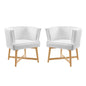 Anders Accent Chair Upholstered Fabric Set of 2, Fabric, Wood, White, 20034