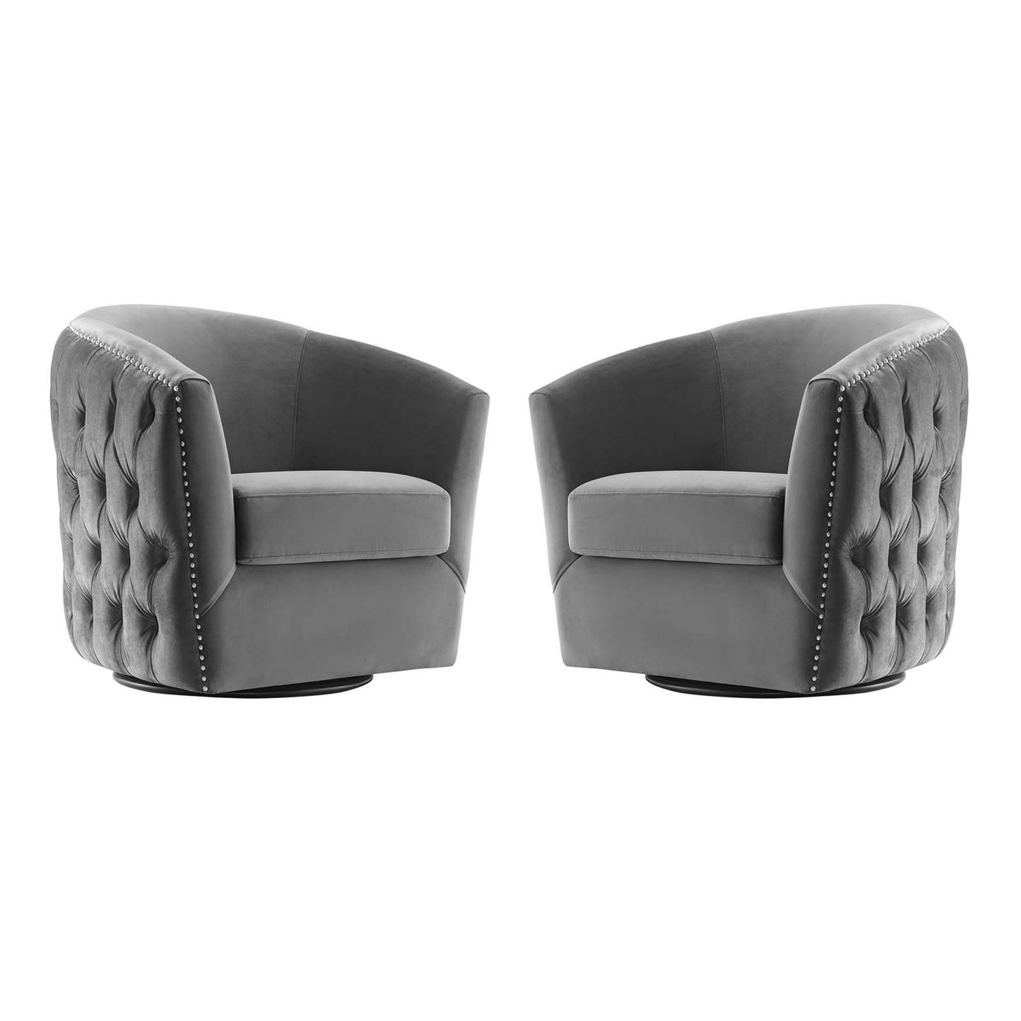 Rogue Armchair Performance Velvet Set of 2, Velvet, Grey Gray, 20035
