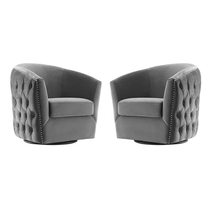 Rogue Armchair Performance Velvet Set of 2, Velvet, Grey Gray, 20035
