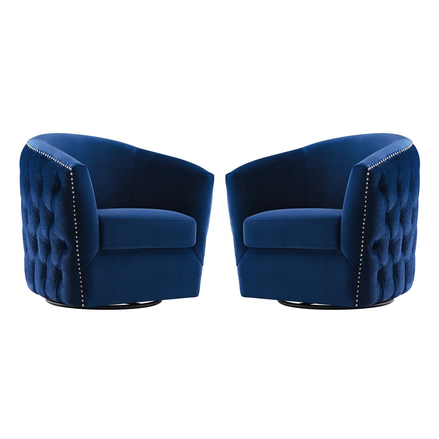 Rogue Armchair Performance Velvet Set of 2, Velvet, Blue Navy, 20036