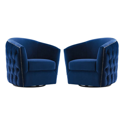 Rogue Armchair Performance Velvet Set of 2, Velvet, Blue Navy, 20036