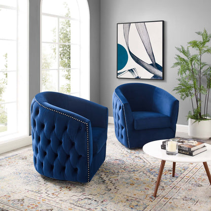 Rogue Armchair Performance Velvet Set of 2, Velvet, Blue Navy, 20036