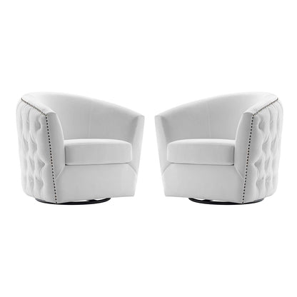 Rogue Armchair Performance Velvet Set of 2, Velvet, White, 20037