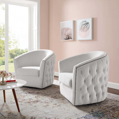 Rogue Armchair Performance Velvet Set of 2, Velvet, White, 20037