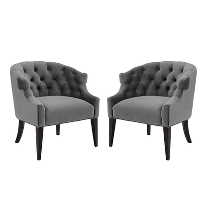 Precept Armchair Performance Velvet Set of 2, Velvet, Grey Gray, 20039