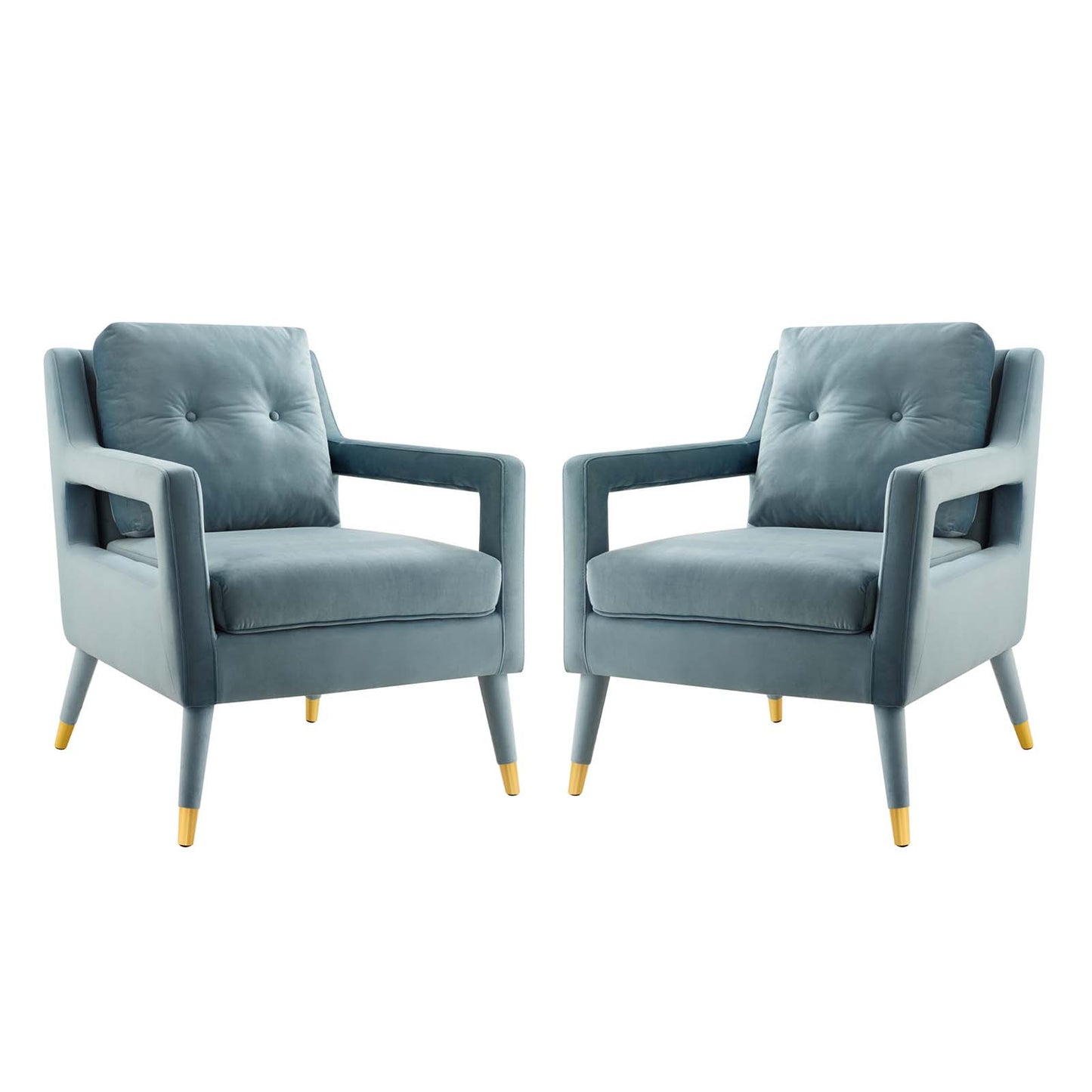 Premise Armchair Performance Velvet Set of 2, Velvet, Light Blue, 20044