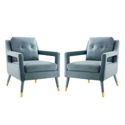 Premise Armchair Performance Velvet Set of 2, Velvet, Light Blue, 20044