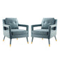 Premise Armchair Performance Velvet Set of 2, Velvet, Light Blue, 20044