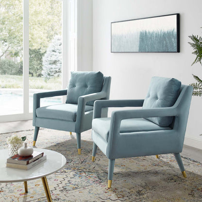 Premise Armchair Performance Velvet Set of 2, Velvet, Light Blue, 20044
