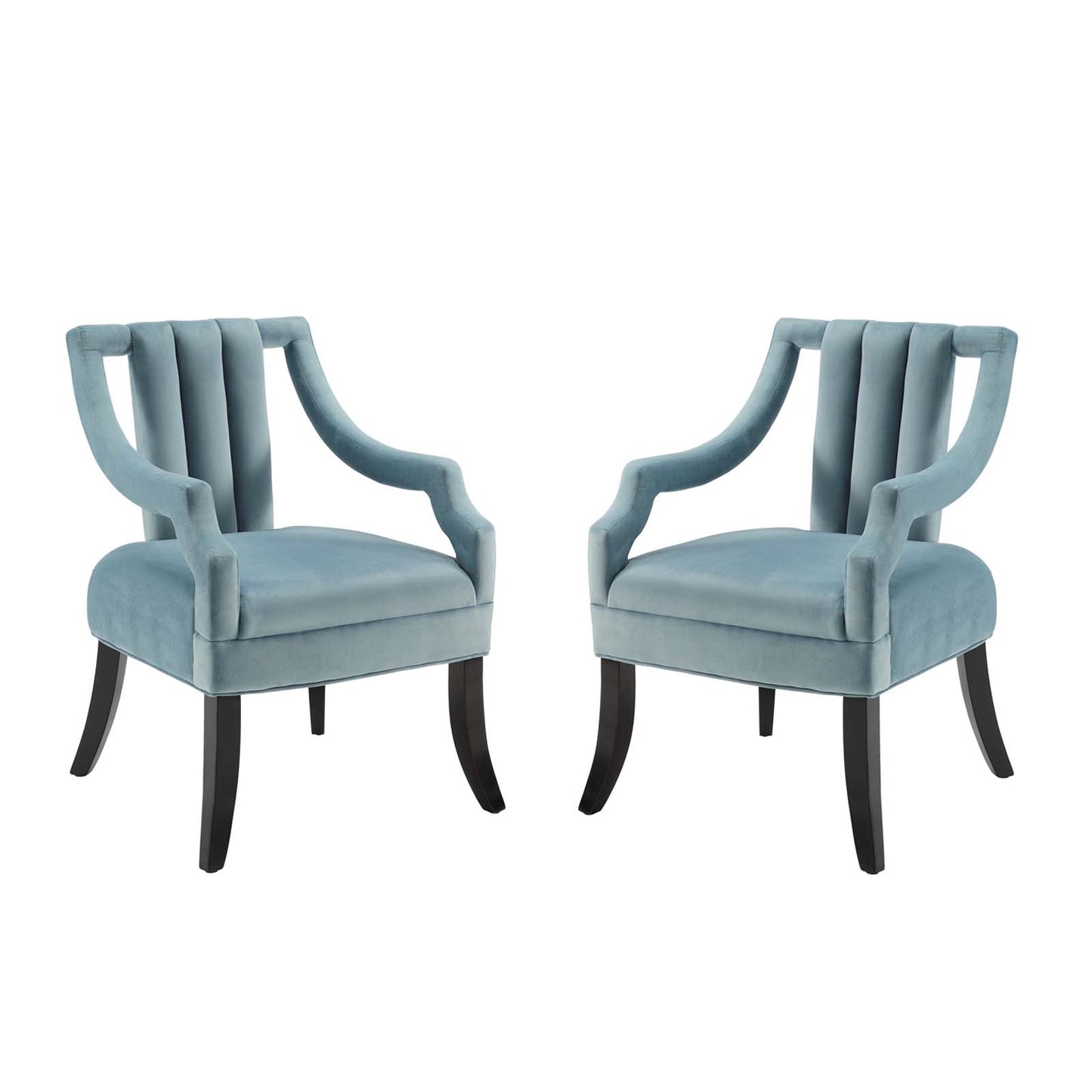 Harken Accent Chair Performance Velvet Set of 2, Velvet, Light Blue, 20048