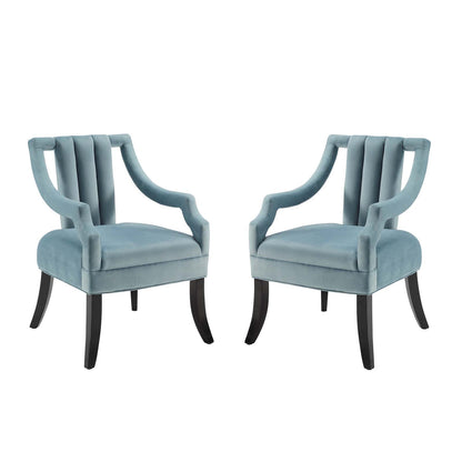 Harken Accent Chair Performance Velvet Set of 2, Velvet, Light Blue, 20048