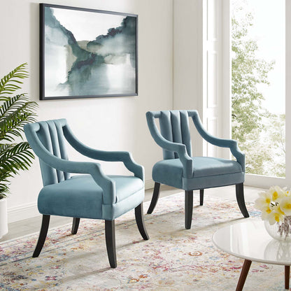 Harken Accent Chair Performance Velvet Set of 2, Velvet, Light Blue, 20048