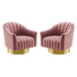 Buoyant Swivel Chair Performance Velvet Set of 2, Velvet, Metal Steel, Pink, 20051