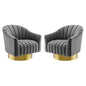 Buoyant Swivel Chair Performance Velvet Set of 2, Velvet, Metal Steel, Grey Gray, 20052
