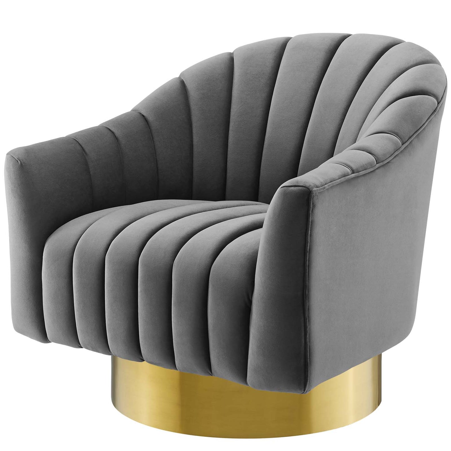 Buoyant Swivel Chair Performance Velvet Set of 2, Velvet, Metal Steel, Grey Gray, 20052