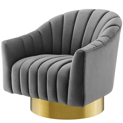 Buoyant Swivel Chair Performance Velvet Set of 2, Velvet, Metal Steel, Grey Gray, 20052