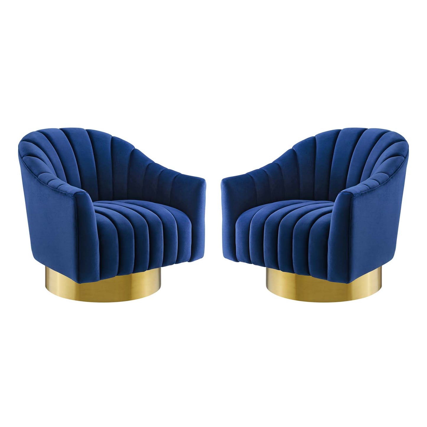 Buoyant Swivel Chair Performance Velvet Set of 2, Velvet, Metal Steel, Blue Navy, 20053