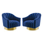 Buoyant Swivel Chair Performance Velvet Set of 2, Velvet, Metal Steel, Blue Navy, 20053