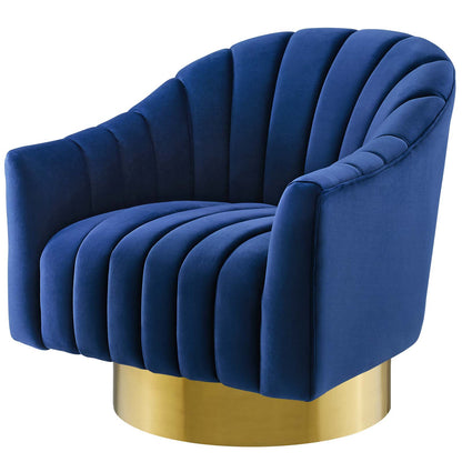 Buoyant Swivel Chair Performance Velvet Set of 2, Velvet, Metal Steel, Blue Navy, 20053
