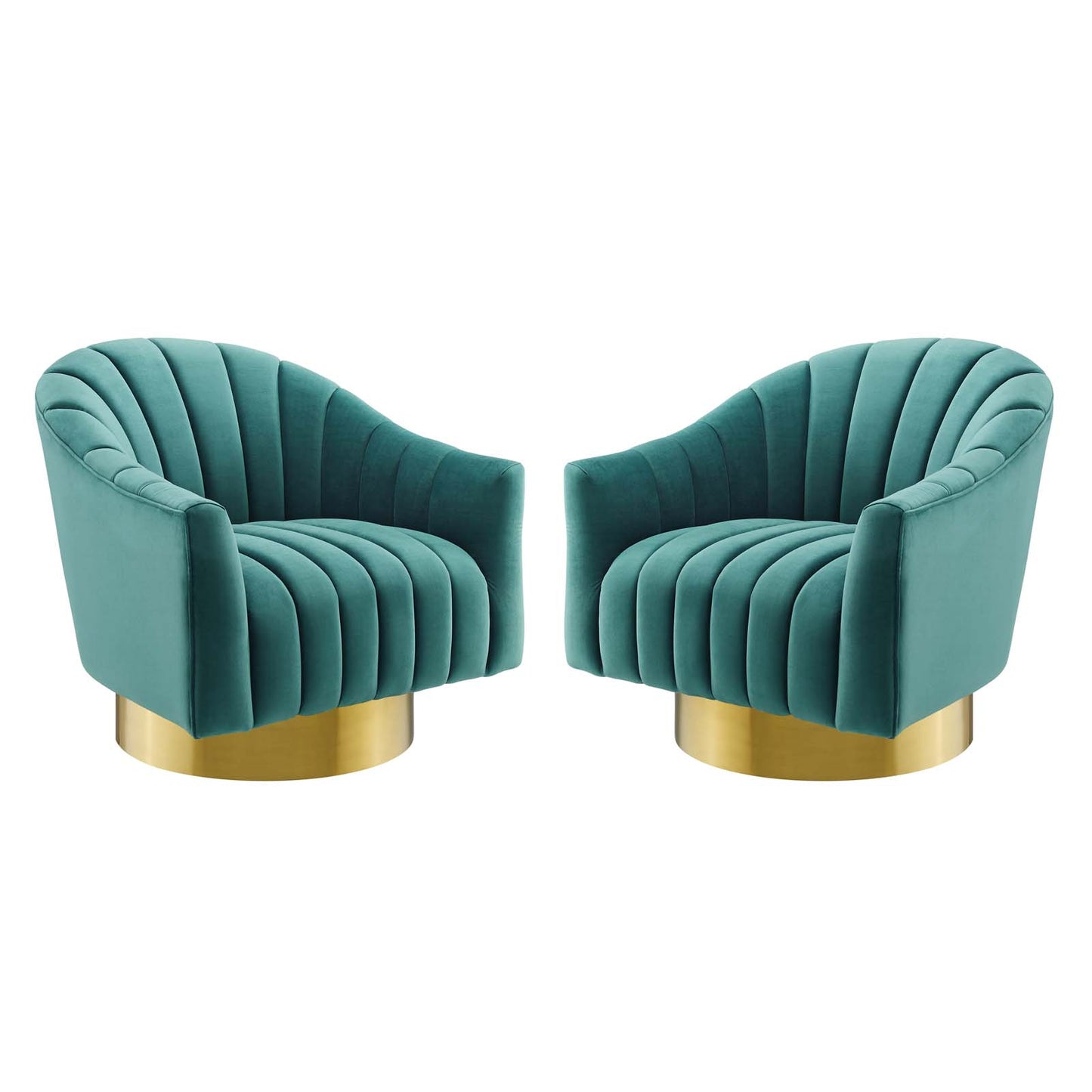 Buoyant Swivel Chair Performance Velvet Set of 2, Velvet, Metal Steel, Teal Blue, 20054