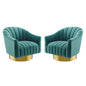 Buoyant Swivel Chair Performance Velvet Set of 2, Velvet, Metal Steel, Teal Blue, 20054